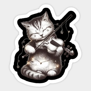 Cat playing a violin Sticker